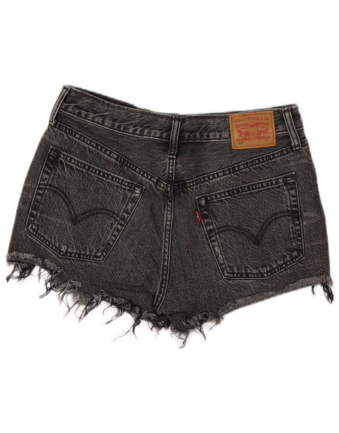 Levi's Damen 501 Distressed Denim Shorts W28 Mittelgraue Baumwolle