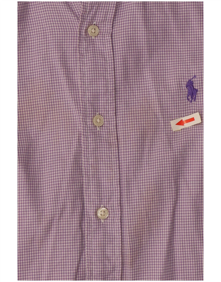 Ralph Lauren Herren-Hemd mit individueller Passform, mittelviolette Hahnentritt-Baumwolle