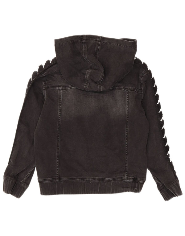 Kappa Jungen-Jeansjacke mit grafischer Kapuze, 7–8 Jahre, Grau