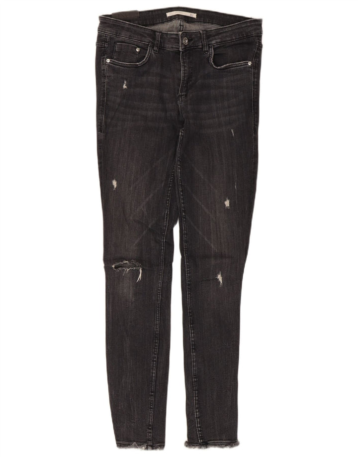 Zara Damen Distressed Skinny Jeans EU 40 Medium W30 L27 Schwarz