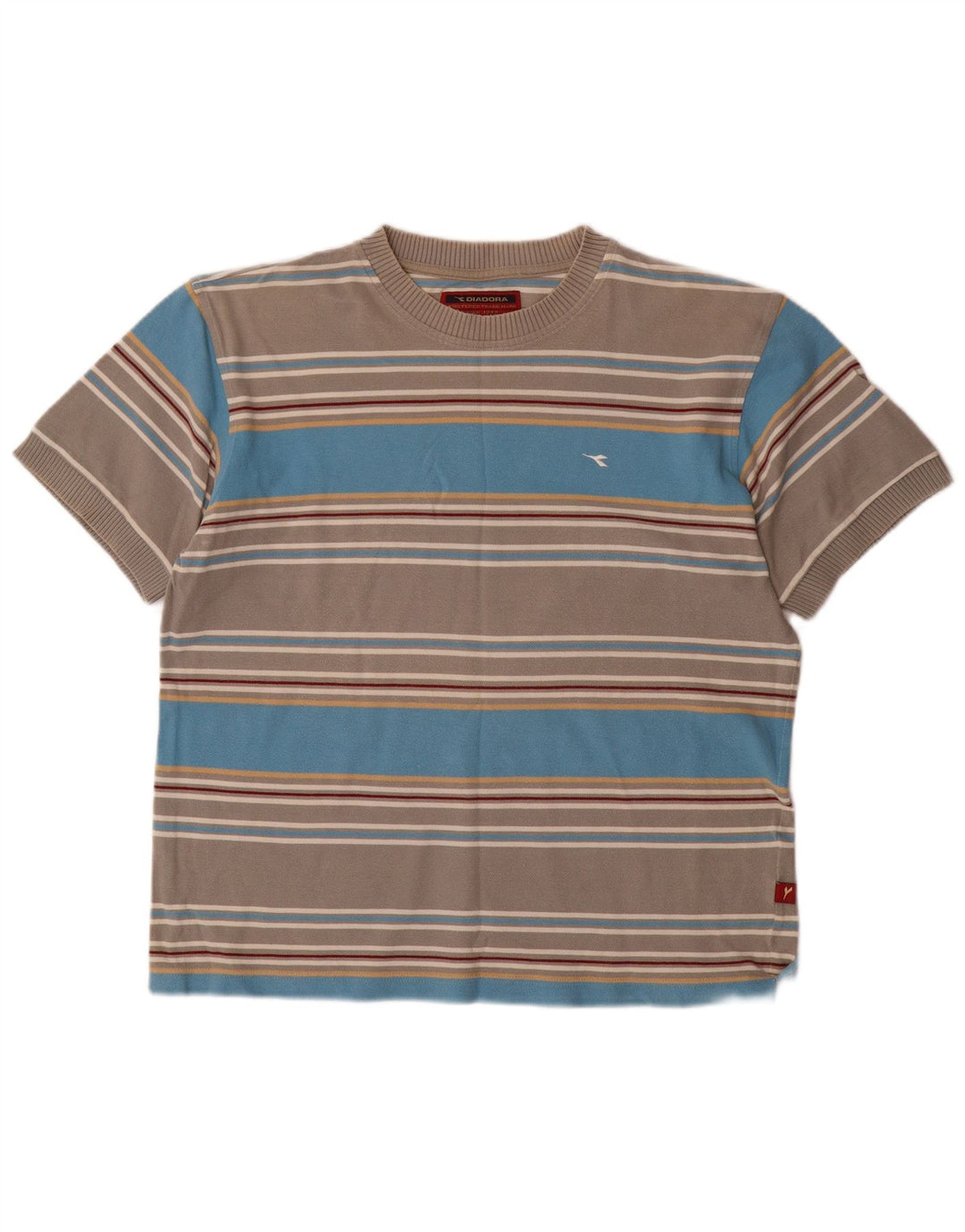 Diadora Herren-T-Shirt-Oberteil, groß, grau gestreift, Baumwolle