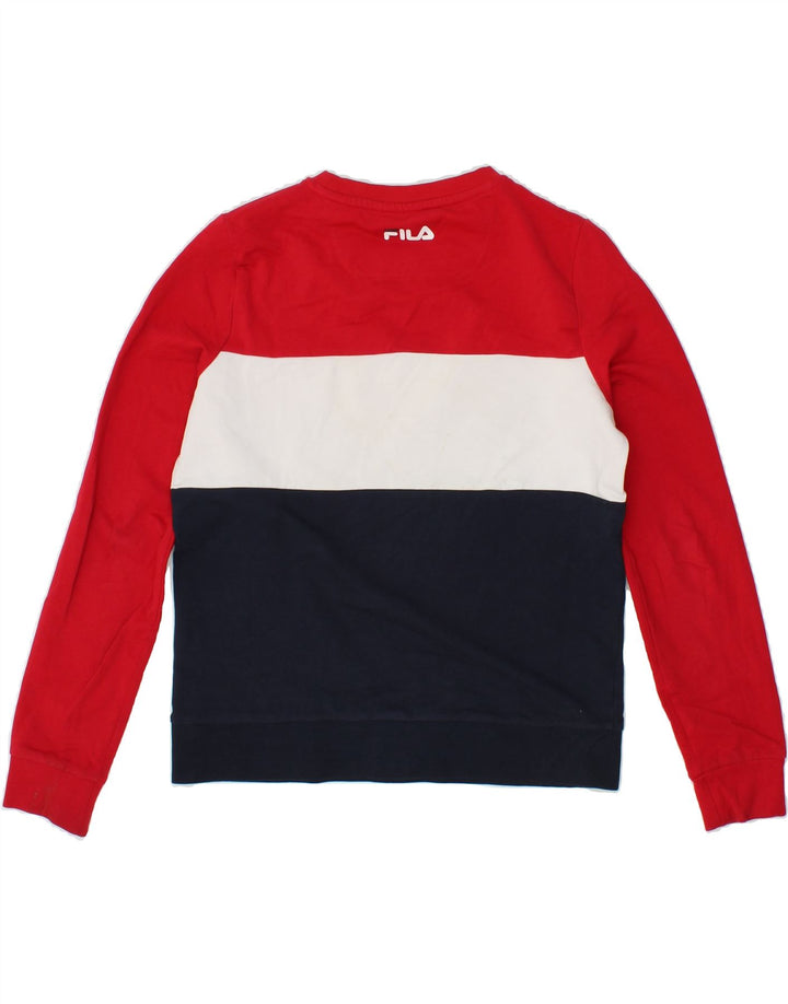 FILA Mens Graphic Sweatshirt Jumper XS Multicoloured Colourblock Cotton Vintage Fila and Second-Hand Fila from Messina Hembry 