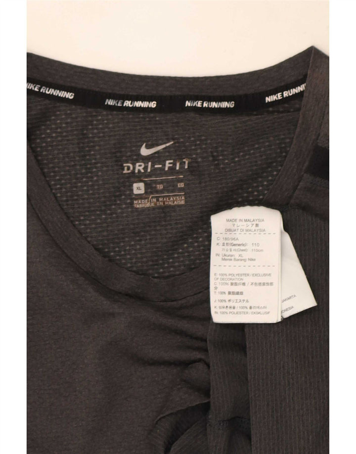 Nike Herren Dri Fit T-Shirt Top XL Graues Colourblock-Polyester