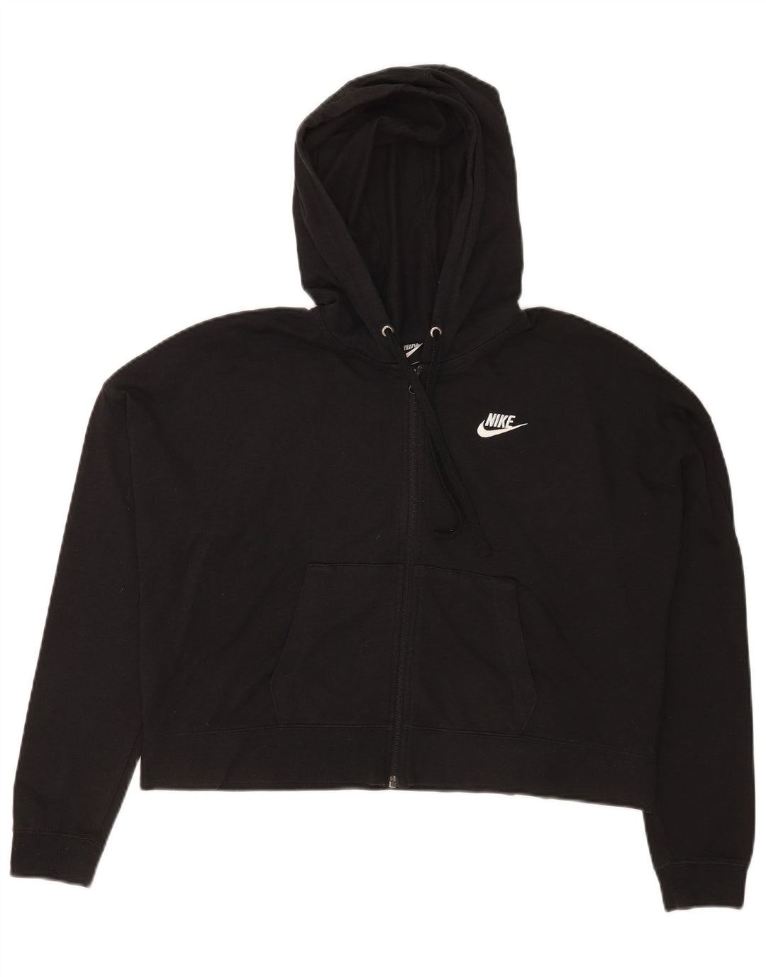 Nike Womens Crop Oversized Zip Hoodie Pullover UK 14 Mittelschwarzes Polyester