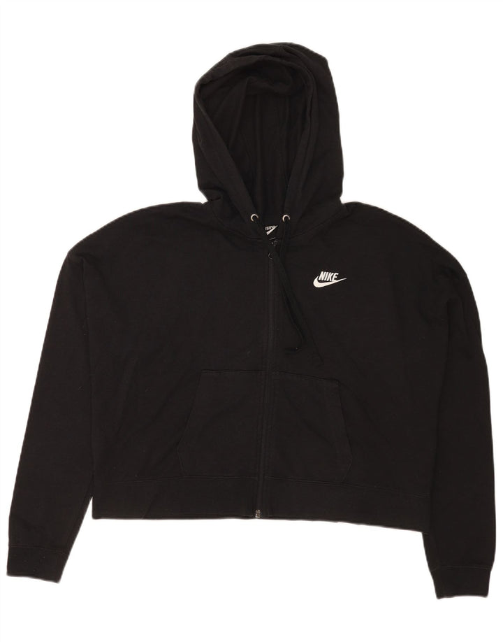 Nike Womens Crop Oversized Zip Hoodie Pullover UK 14 Mittelschwarzes Polyester