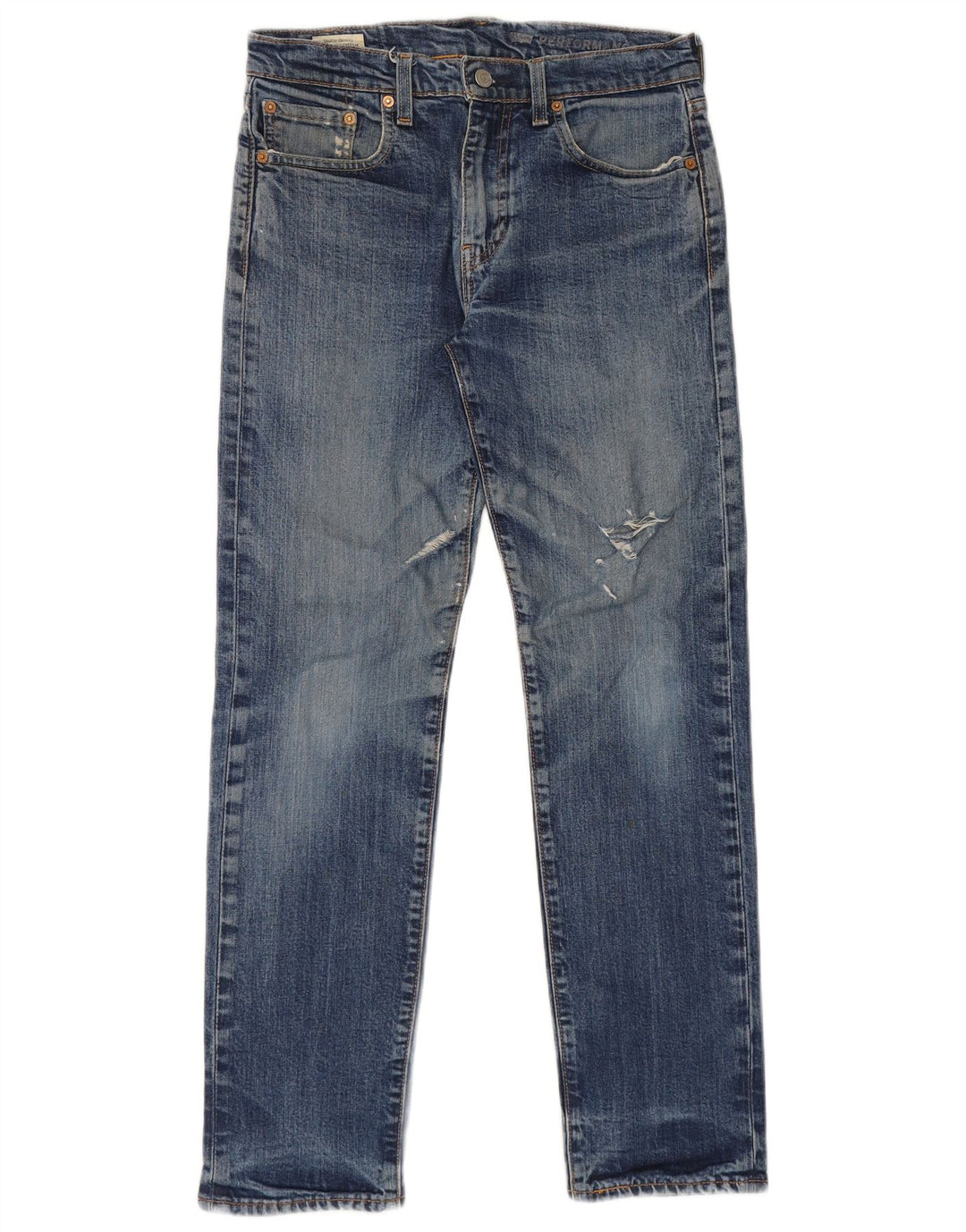Levi's Herren Performance Distressed Straight Jeans W30 L30 Blaue Baumwolle