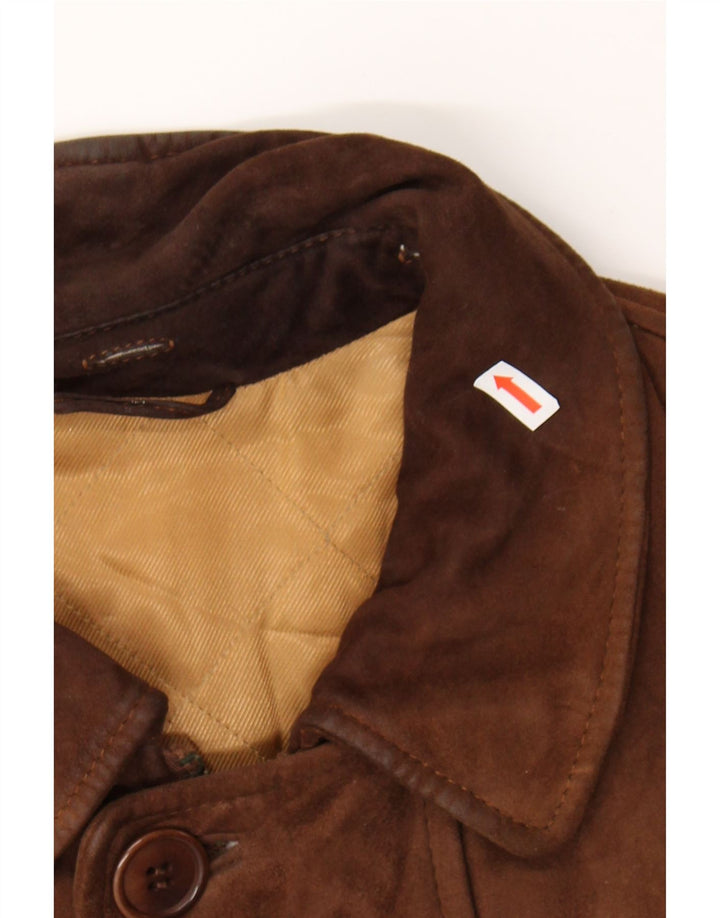 ENRICO MANDELLI Mens Leather Coat UK 42 XL Brown Vintage Enrico Mandelli and Second-Hand Enrico Mandelli from Messina Hembry 