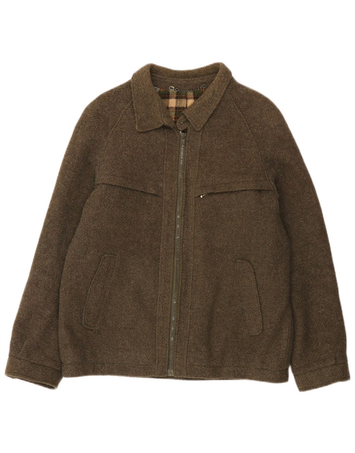 Vintage Herren Utility Jacke IT 50 Große Khaki Wolle