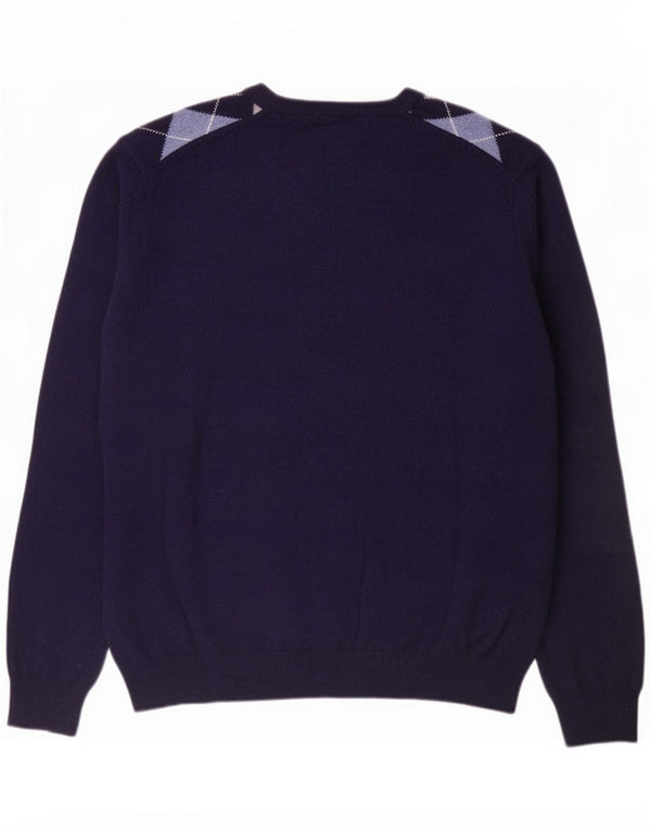 Marks & Spencer Herren-Pullover mit Rundhalsausschnitt XL Marineblau Argyle/Diamant