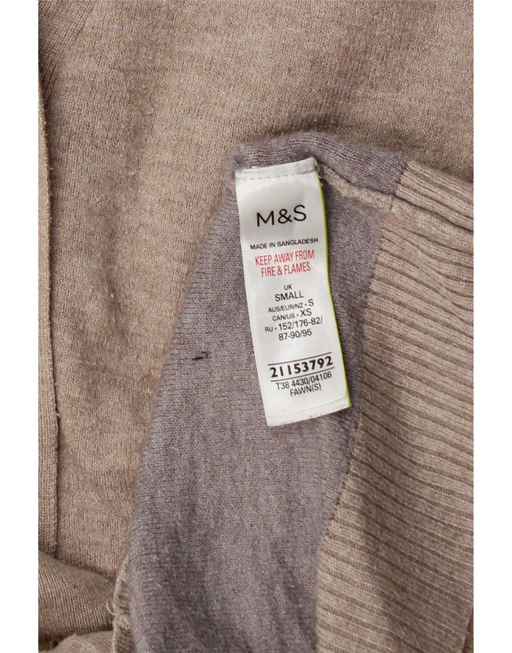 Marks & Spencer Damen-Strickjacke in Übergröße, Gr. 10, Größe S, Beige, Viskose