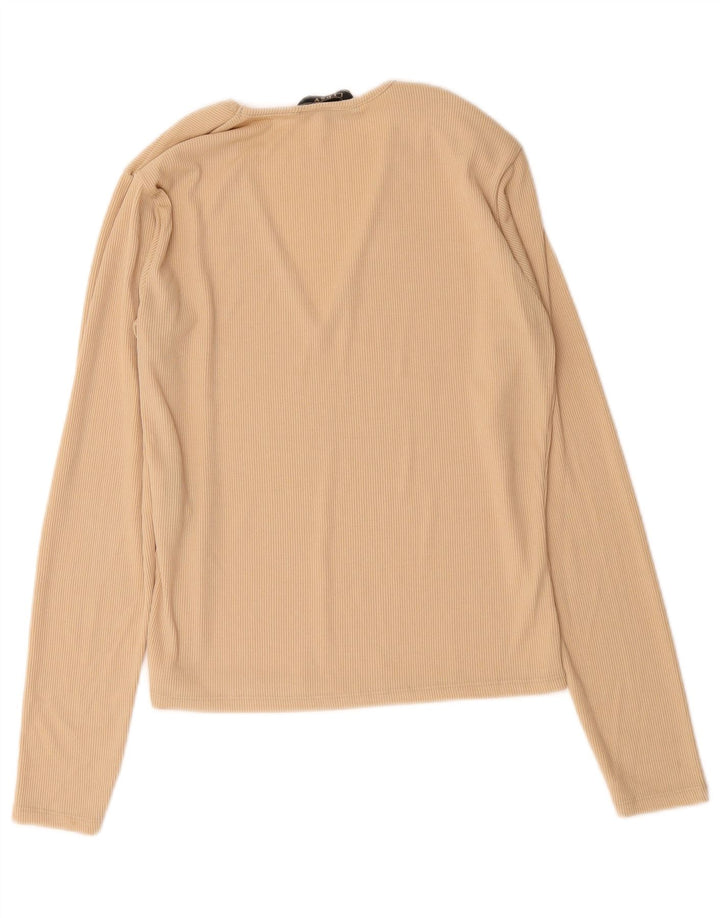 Lipsy Damen Top Langarm UK 14 Medium Beige Polyester