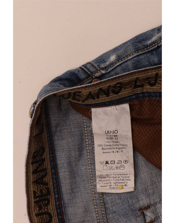 Liu Jo Herren Distressed Straight Jeans W32 L34 Blaue Baumwolle