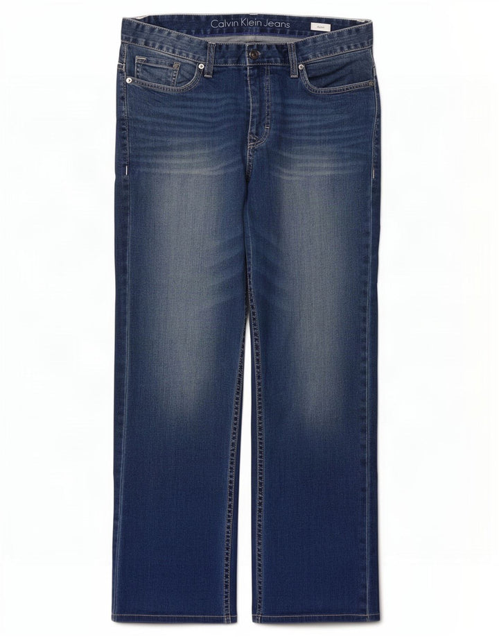 Calvin Klein Herren Straight Jeans W32 L28 Blaue Baumwolle