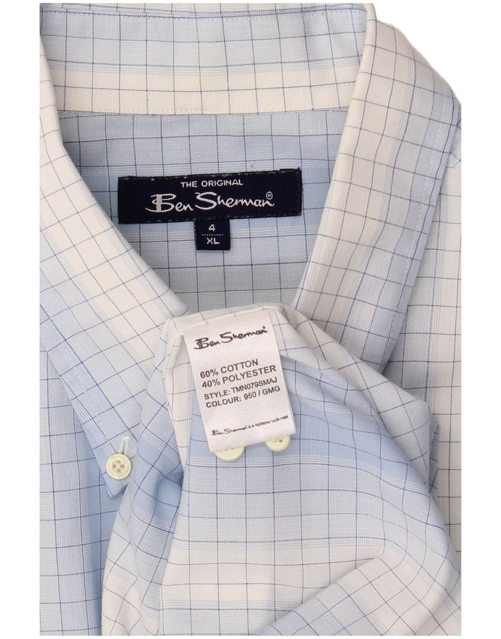 Ben Sherman Herren Kurzarmhemd 4XL Blau Gingham Baumwolle