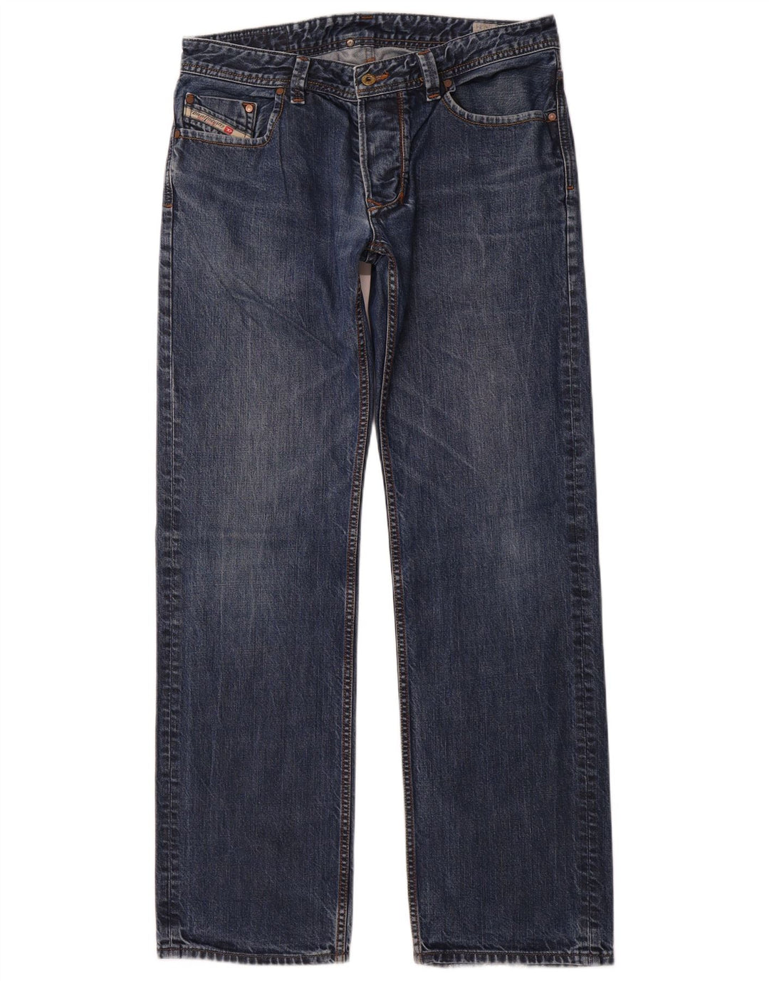 DIESEL Herren Larkee Straight Jeans W34 L34 Blaue Baumwolle