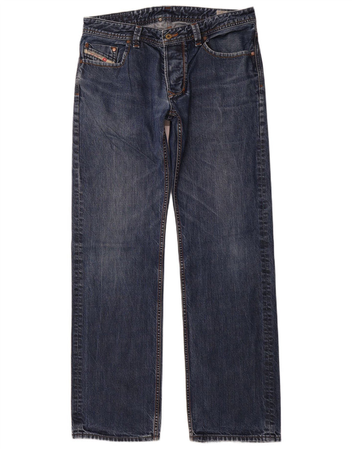 DIESEL Herren Larkee Straight Jeans W34 L34 Blaue Baumwolle
