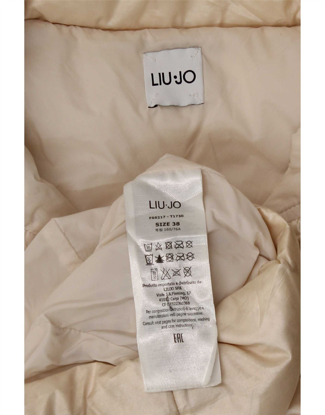 Liu Jo Damen Wattierter Mantel IT 38 XS Off White Polyamid