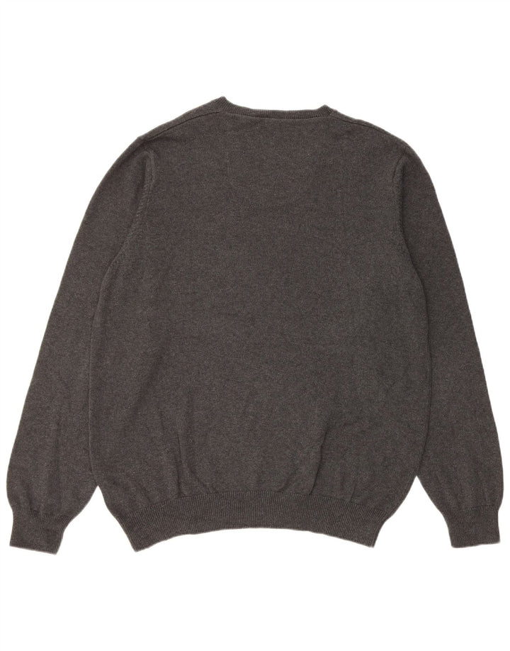 Marks & Spencer Herren-Pullover, reguläre Passform, V-Ausschnitt, groß, aus grauer Baumwolle
