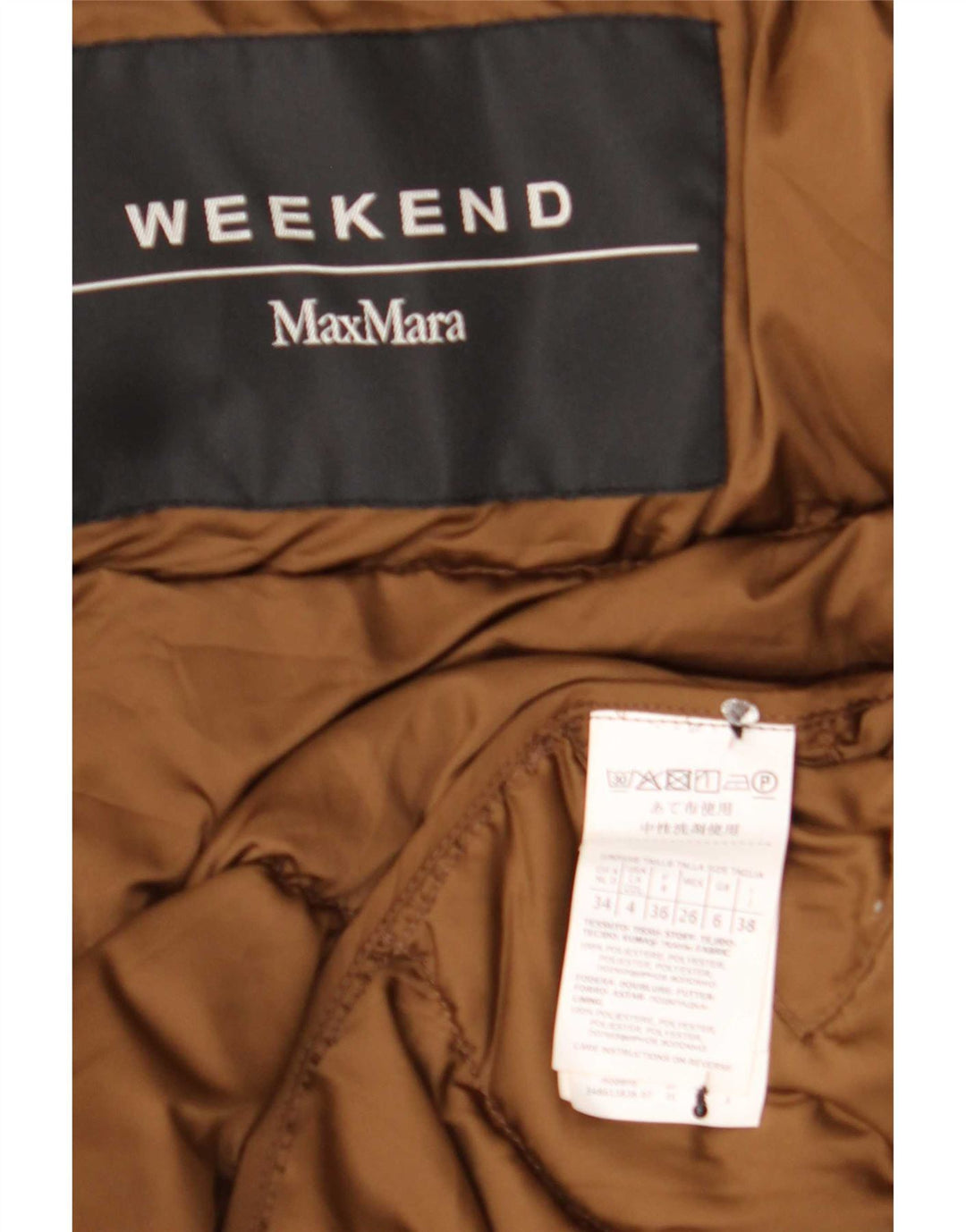 Max Mara Womens Weekend Übergroße wattierte Jacke UK 6 XS Braun Polyester
