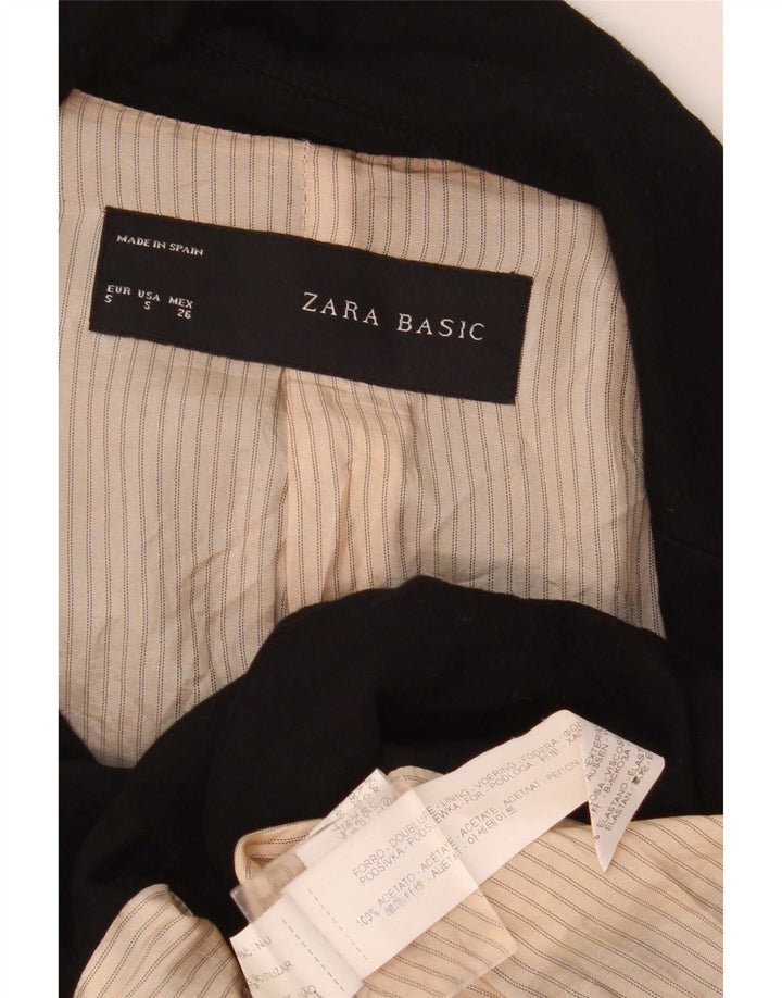 Zara Damen 1-Knopf-Blazerjacke UK 10 Small Schwarz Acetat