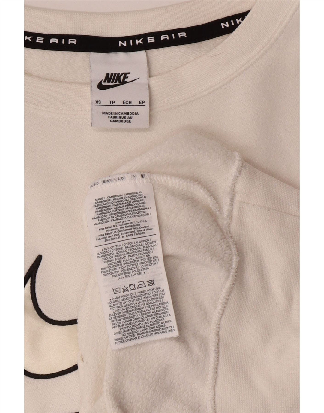 NIKE Herren-Sweatshirt mit lockerer Passform, Grafik, XS, weiße Baumwolle