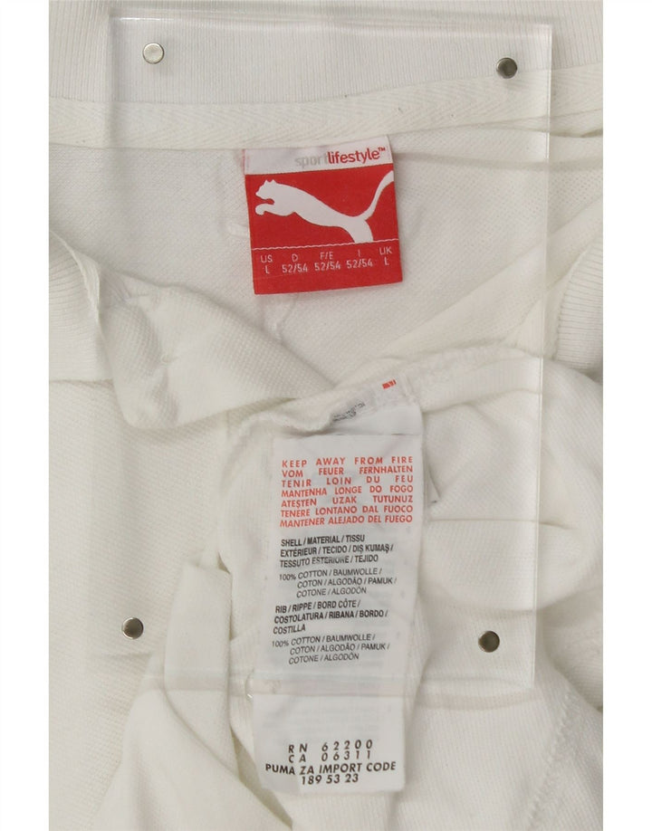 PUMA Mens Polo Shirt Large White Cotton Vintage Puma and Second-Hand Puma from Messina Hembry 