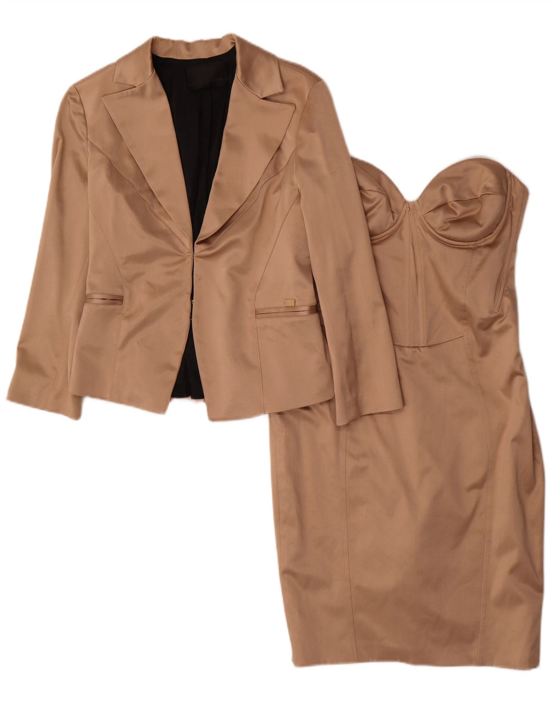 Elisabetta Franchi Damen 2-teiliges Set IT 44 Mittelbeige Polyester