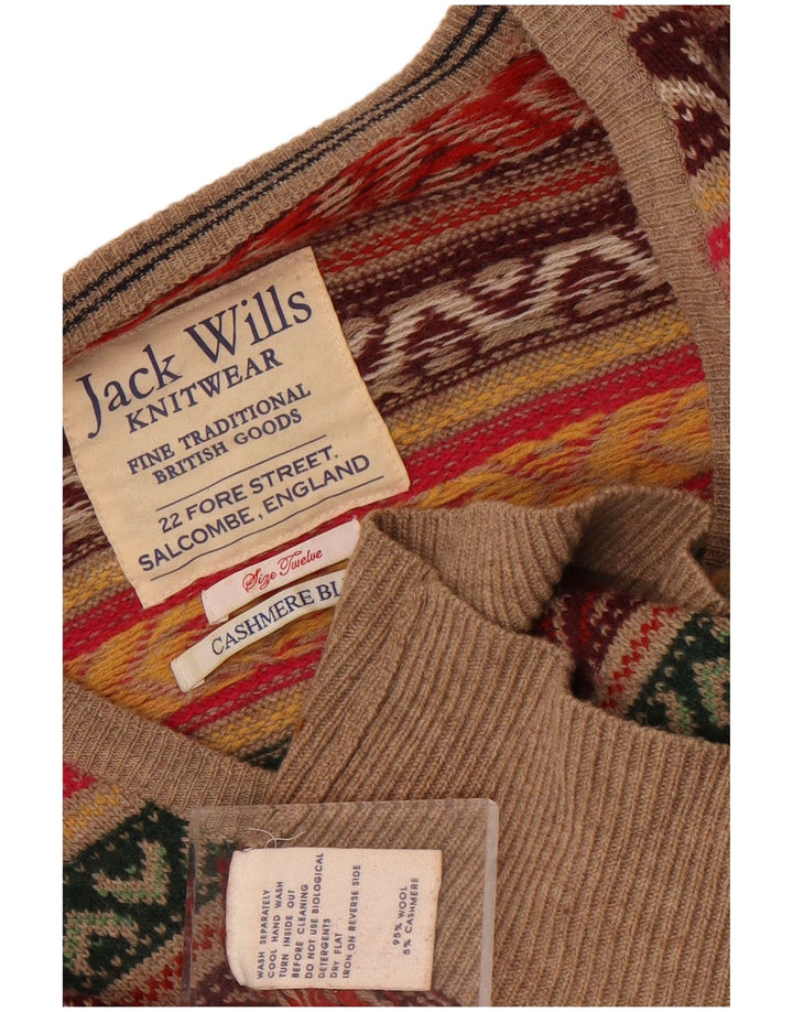 Jack Wills Damen-Pullover mit V-Ausschnitt, Größe M, mehrfarbig