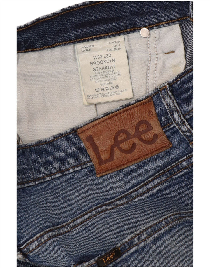 Lee Herren Brooklyn Straight Jeans W33 L30 Blaue Baumwolle