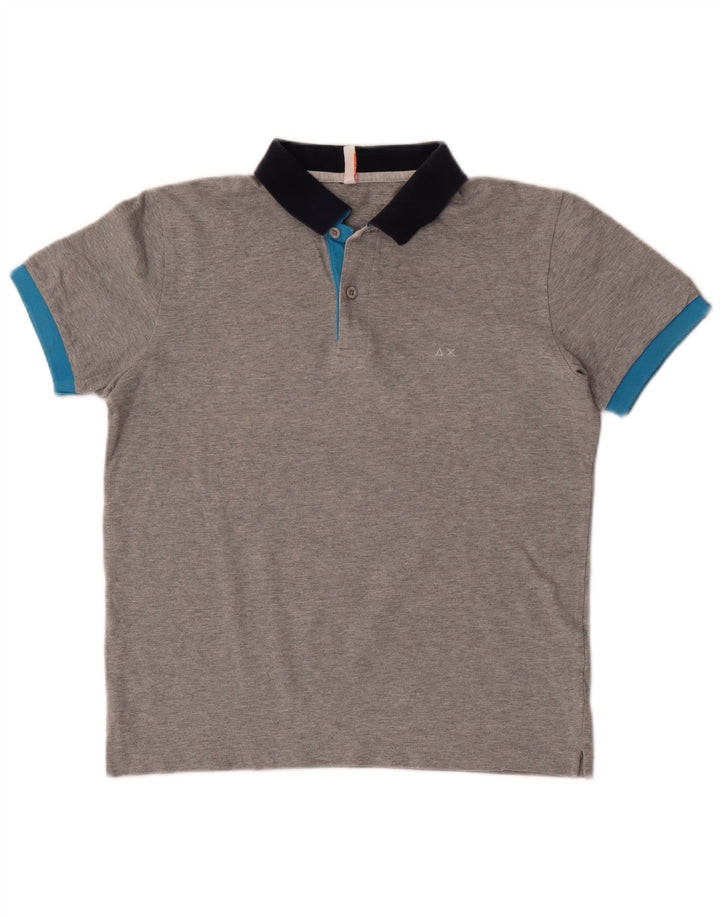 Sun68 Herren-Poloshirt, Größe S, Grau, Colourblock-Baumwolle