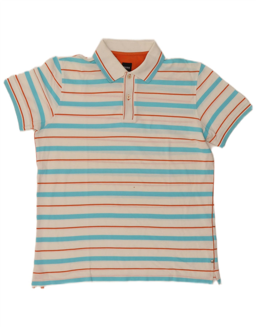 Hugo Boss Herren Slim Fit Poloshirt Mittelweiß gestreift aus Baumwolle