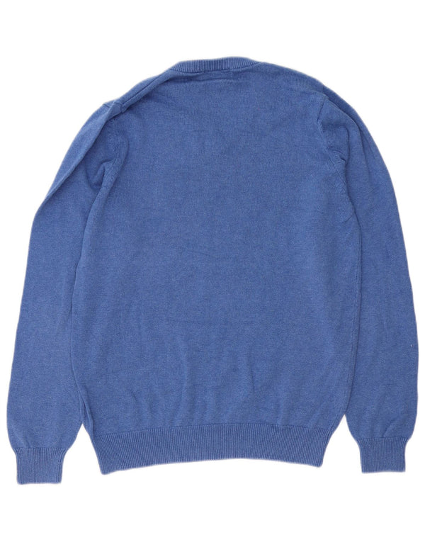 Marks & Spencer Herren-Pullover mit V-Ausschnitt, Größe S, blaue Baumwolle