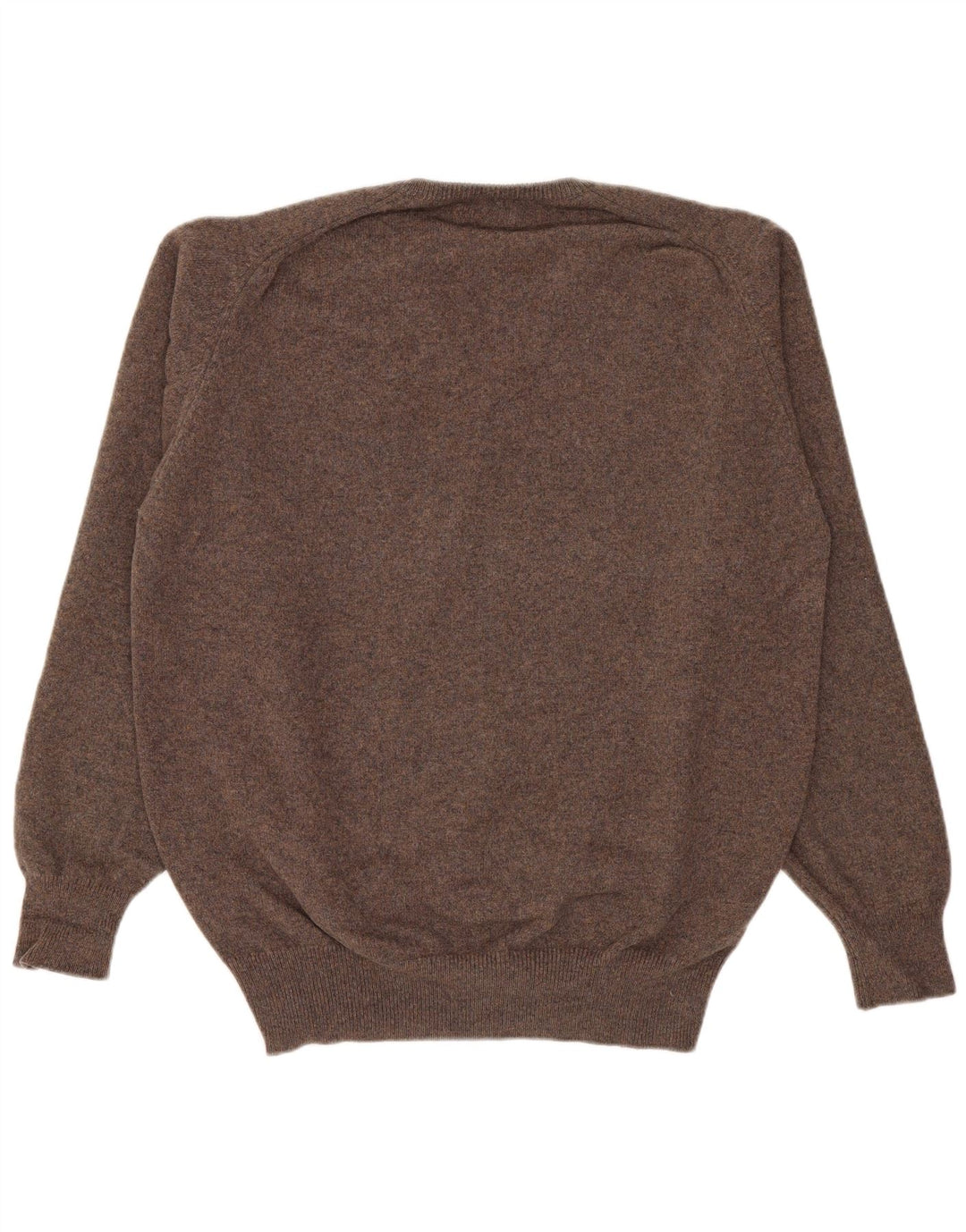 William Lockie Herren-Pullover mit V-Ausschnitt aus mittelbrauner Lammwolle