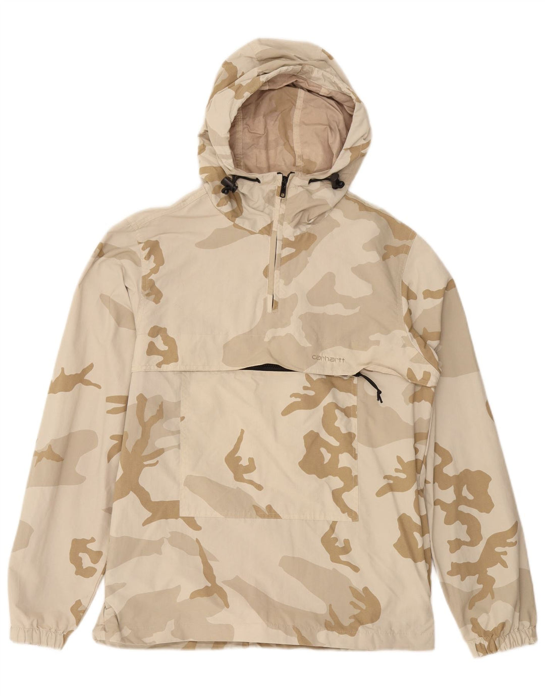 CARHARTT Herren-Anorakjacke mit Kapuze, UK 38, mittelbeigefarbenes Camouflage-Nylon