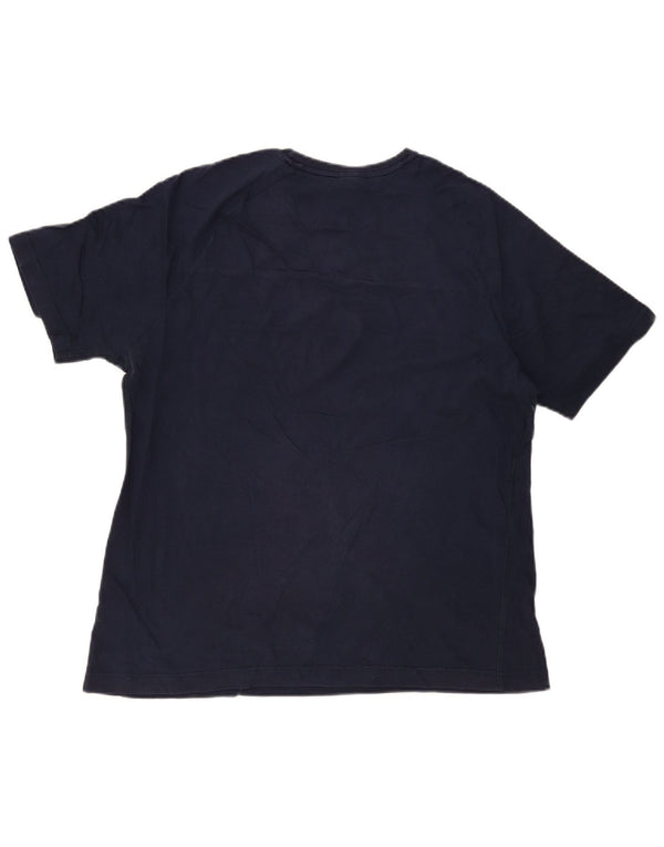 Nike Herren T-Shirt Top UK 42/44 Große marineblaue Colourblock-Baumwolle