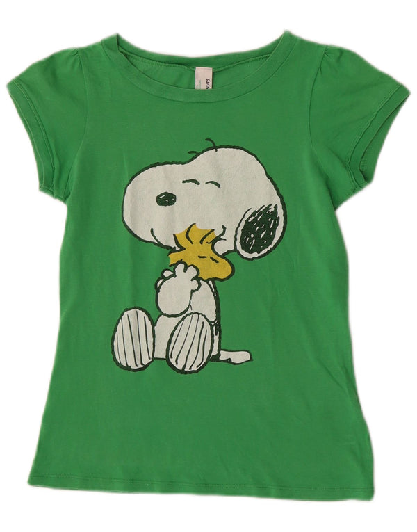 Benetton Mädchen Peanuts Graphic T-Shirt Top 10-11 Jahre XL Grüne Baumwolle