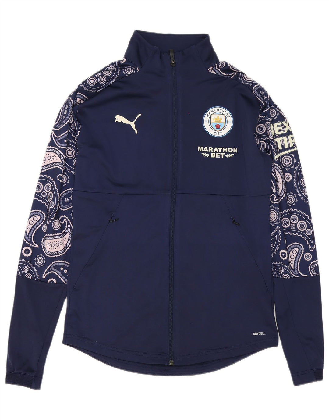 Puma Herren-Trainingsanzug mit grafischem Oberteil, klein, marineblaues Paisley-Polyester