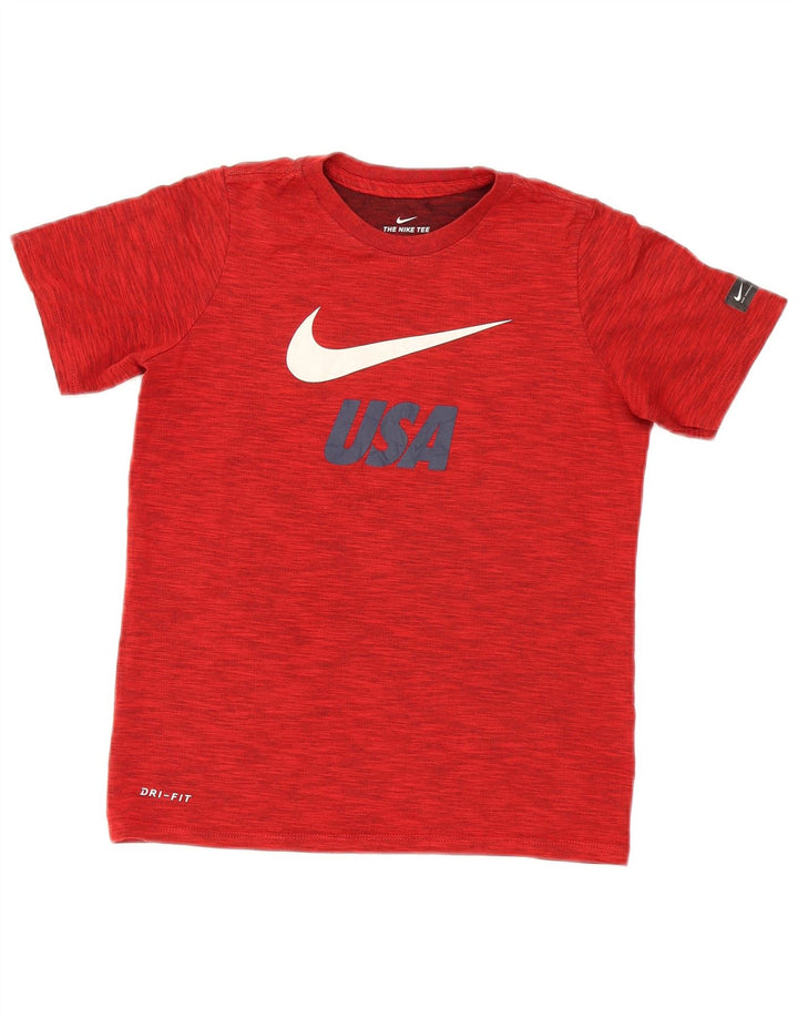 Nike Dri Fit Grafik-T-Shirt für Jungen, 10–11 Jahre, mittelrot gefleckt