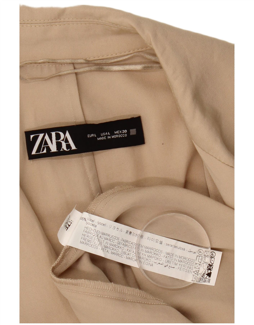 Zara Damen Mantel UK 16 Large Beige Lyocell