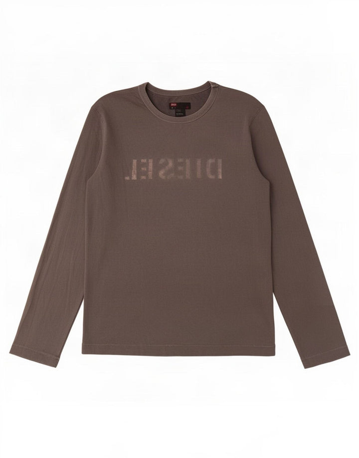 Diesel Herren Graphic Top Langarm Große graue Baumwolle