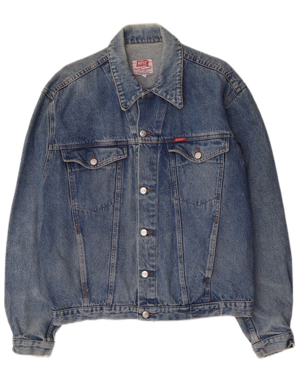 Rifle Herren Jeansjacke UK 40 Große blaue Baumwolle