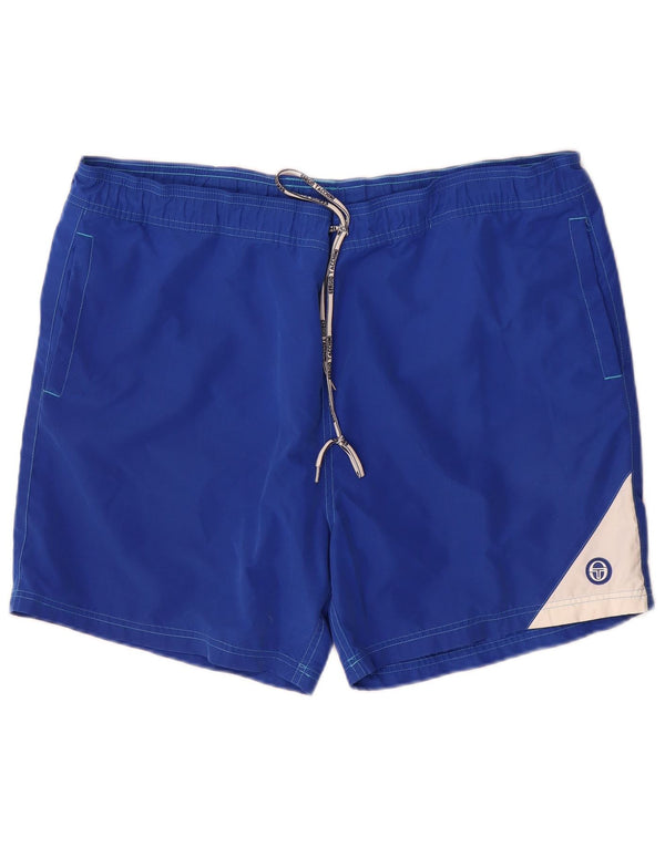 Sergio Tacchini Herren-Badeshorts 2XL, blaues Colourblock-Polyester