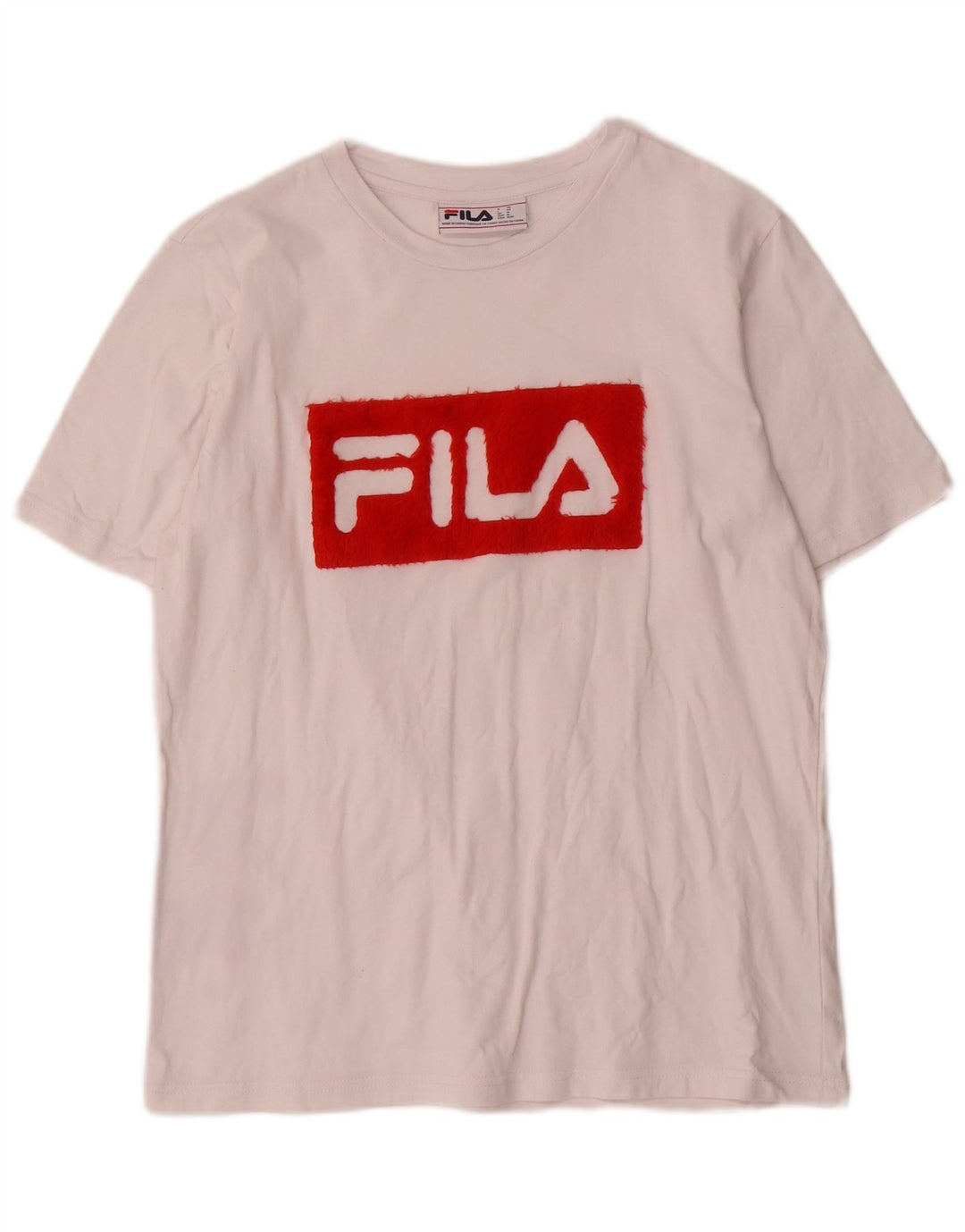 Fila Damen Grafik-T-Shirt-Oberteil UK14 Mittelweiße Baumwolle