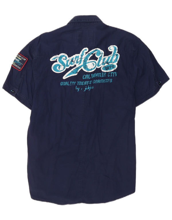 Jack & Jones Herren-Grafik-Kurzarmhemd XL aus marineblauer Baumwolle