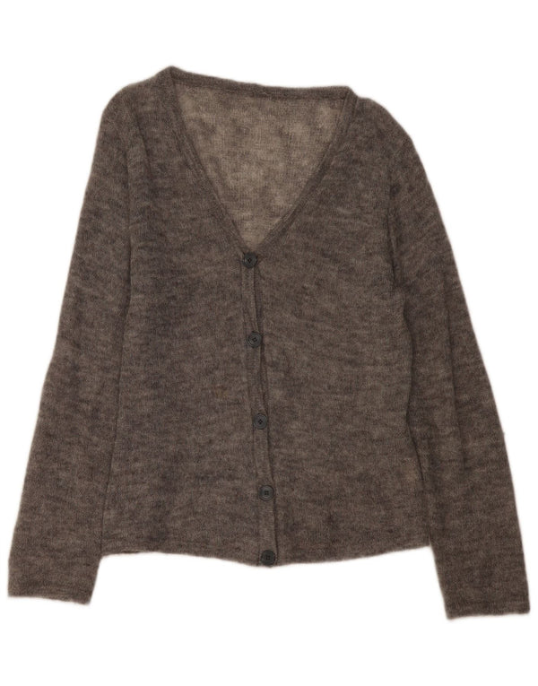 Vintage Damen Cardigan Pullover UK 16 Groß Grau meliert Elastan