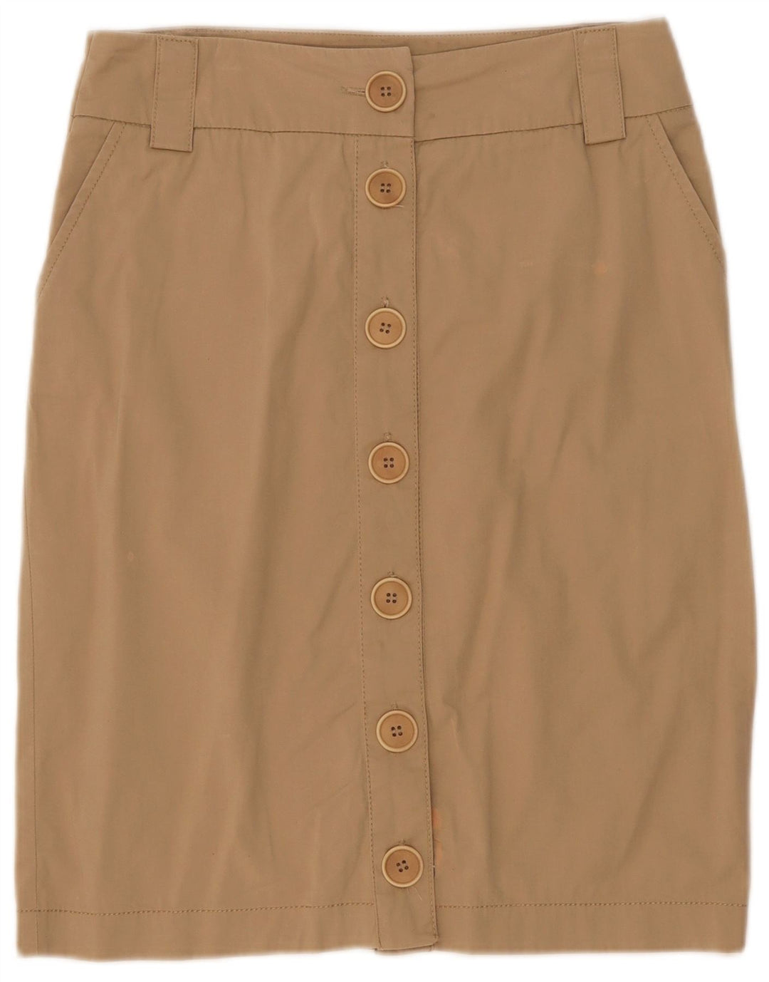 Marella Damen gerader Rock UK 14 Medium W29 Beige Baumwolle