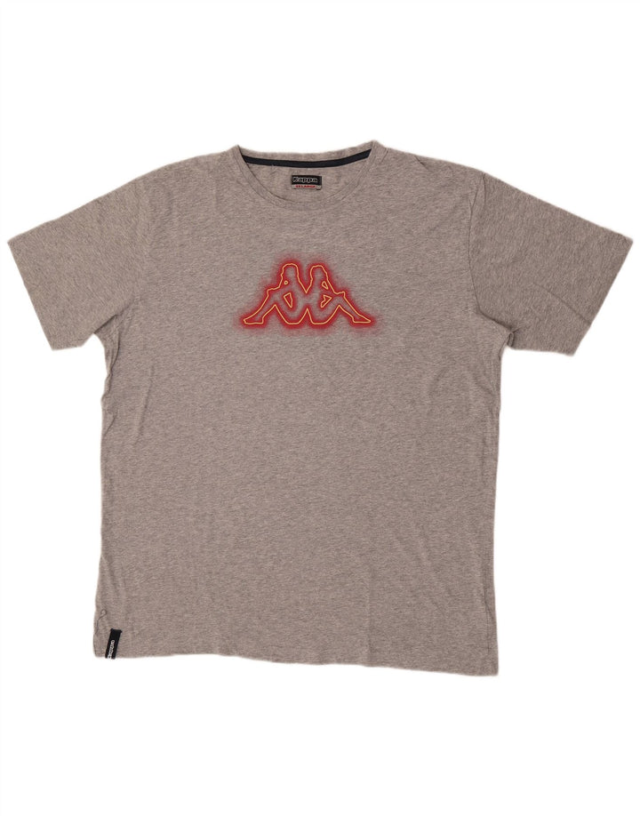 Kappa Herren Grafik T-Shirt Top 2XL Grau Baumwolle