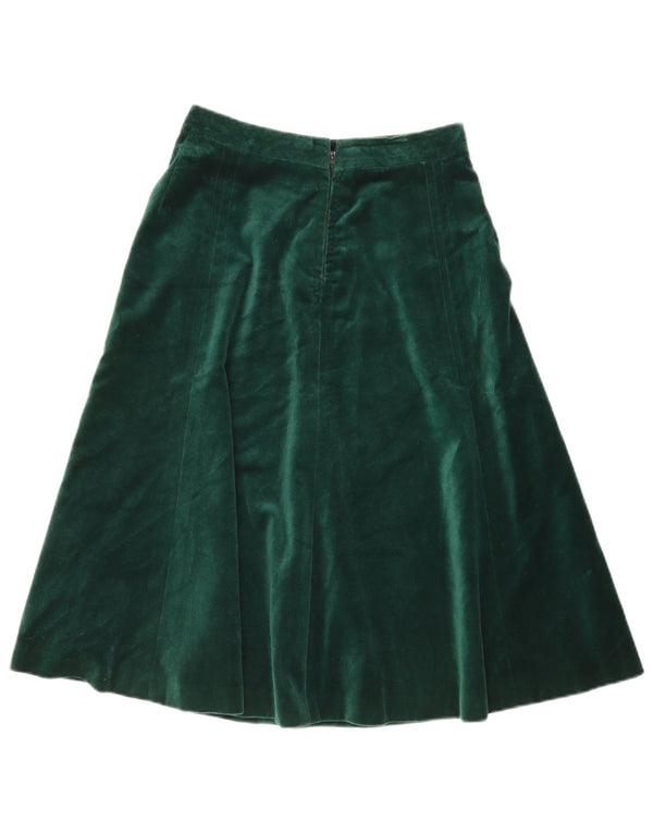 Vintage Womens High Waist Velvet A-Line Skirt IT 42 Medium W26  Green