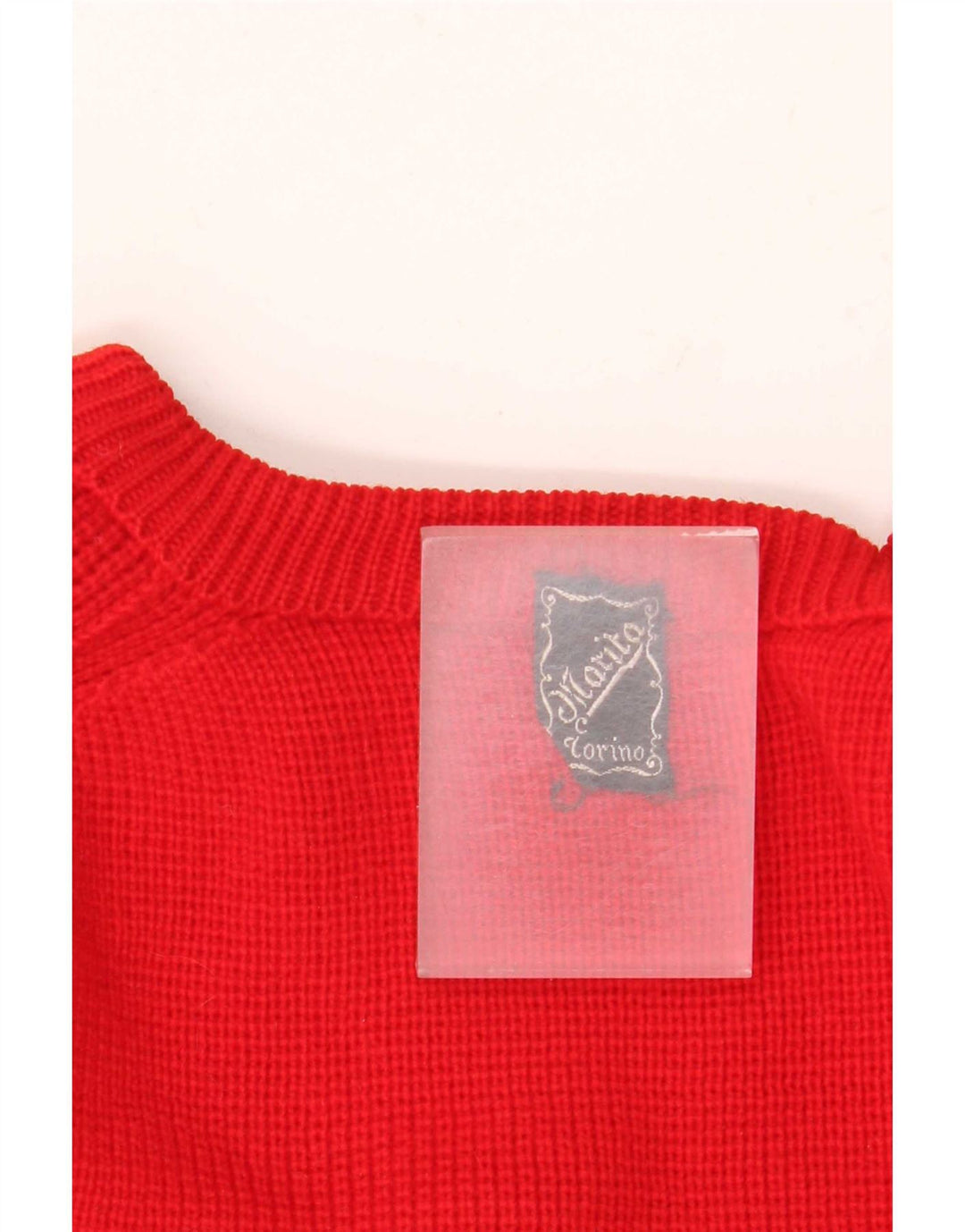 Vintage Herren-Pullover mit U-Boot-Ausschnitt, mittelrot
