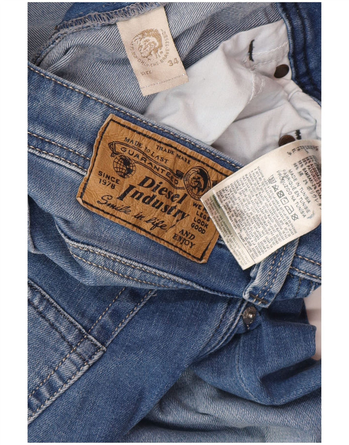 DIESEL Herren Straight Jeans W34 L30 Blaue Baumwolle